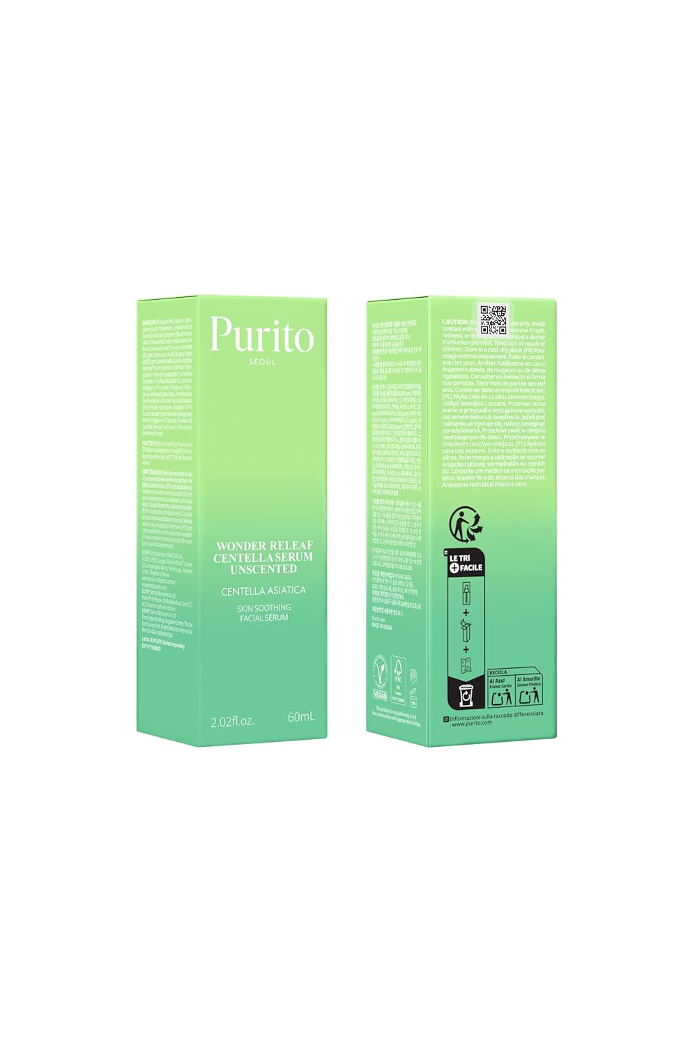 [PURITO SEOUL] Wonder Releaf Centella Serum Unscented 60ml