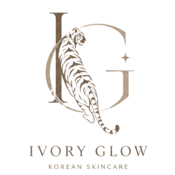 Ivory Glow Korean Skincare logo with a tiger illustration on a white background